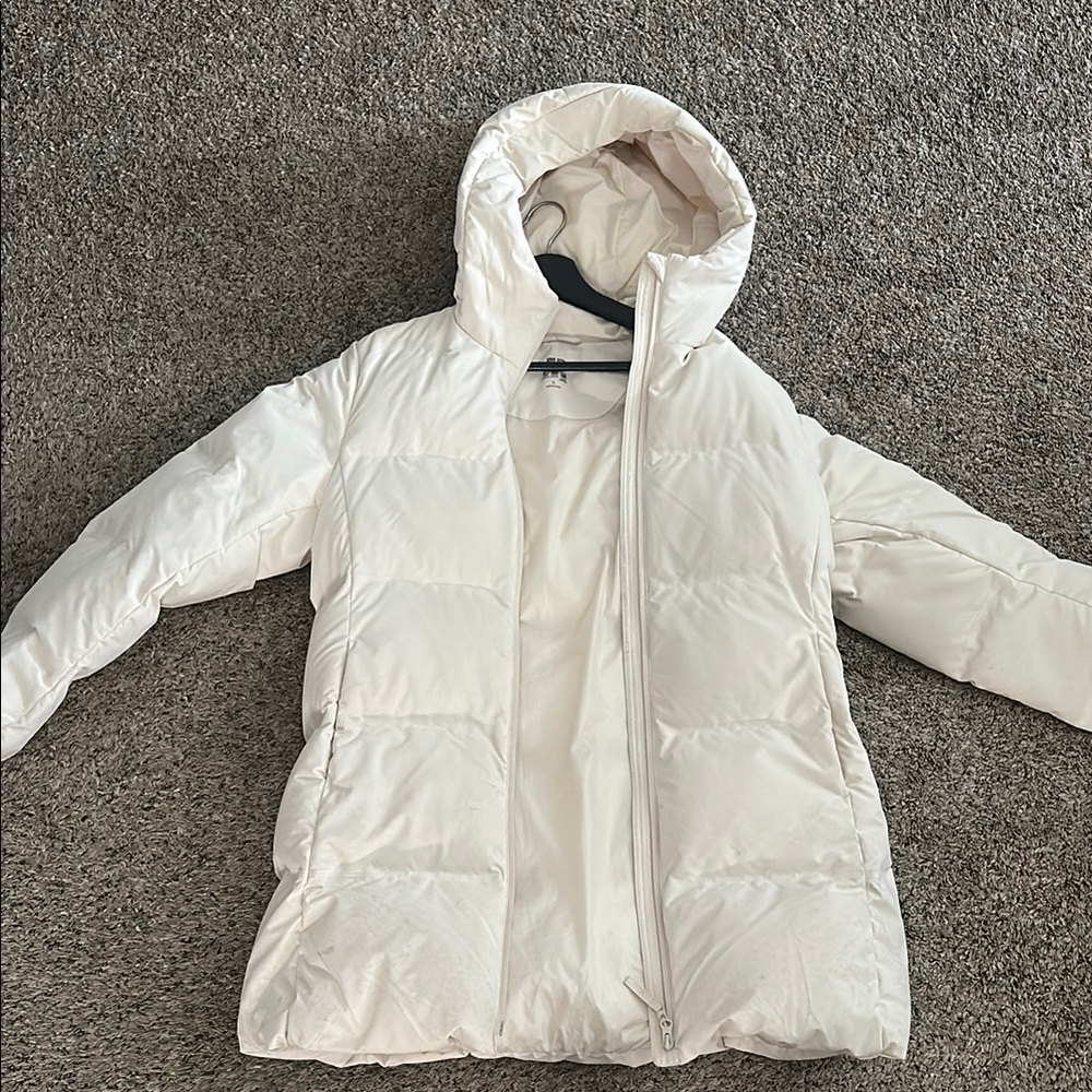 White Puffer Jacket with Hood
